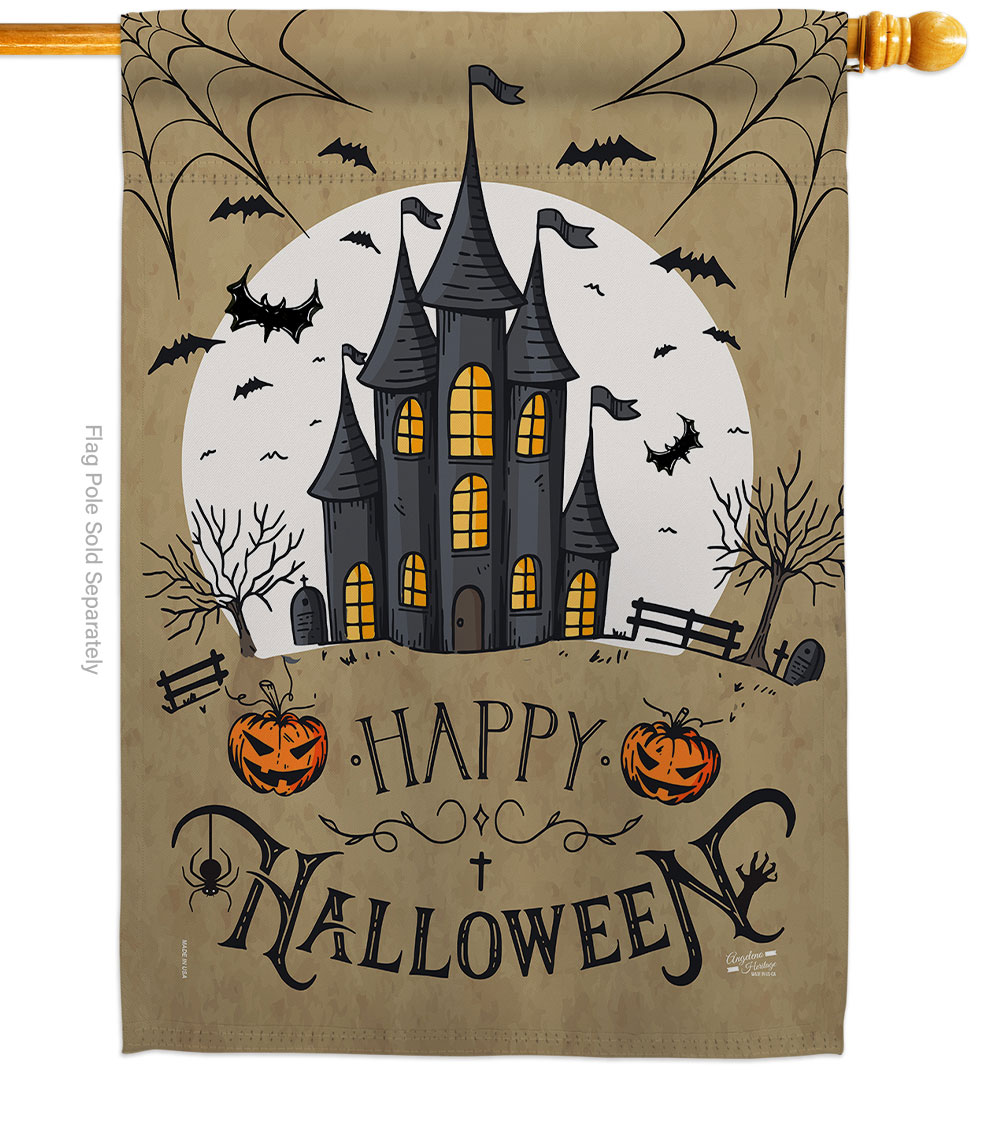 28 x 40 in. Halloween Castle House Flag with Fall Double-Sided Decorative Vertical Flags Decoration Banner Garden Yard Gift