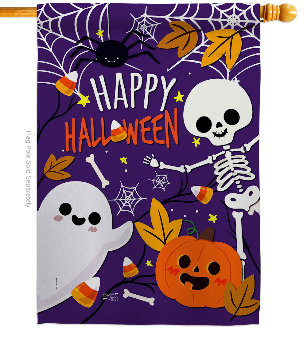 28 x 40 in. Happy Halloween House Flag with Fall Double-Sided Decorative Vertical Flags Decoration Banner Garden Yard Gift