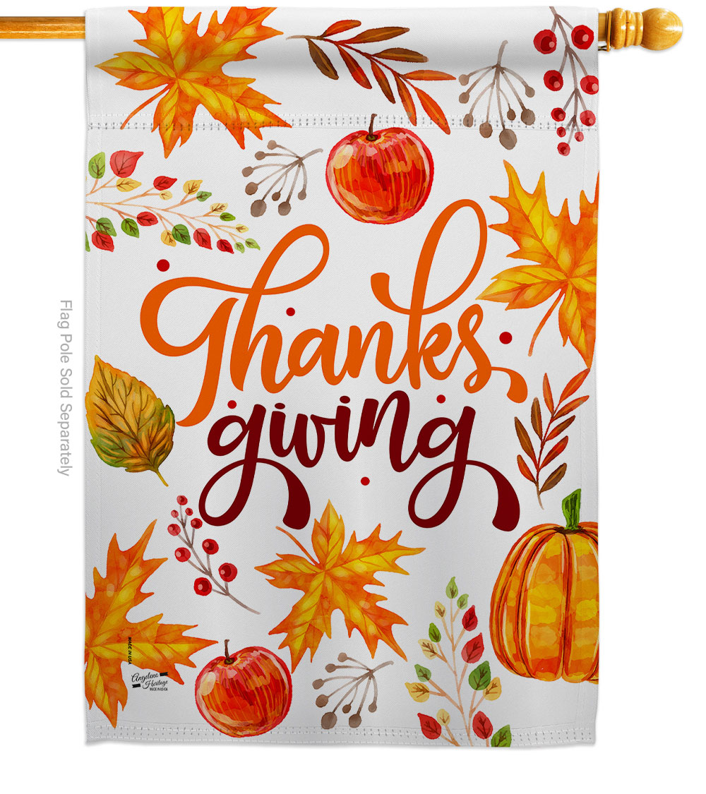 28 x 40 in. Thanksgiving Leaves House Flag with Fall Double-Sided Decorative Vertical Flags Decoration Banner Garden Yard Gift