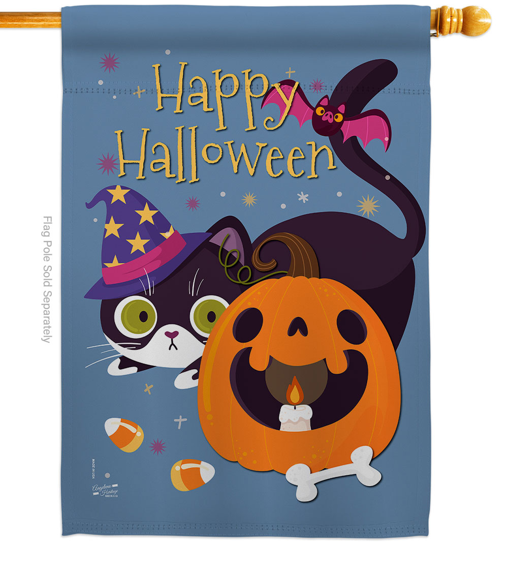 28 x 40 in. Witchy Cat House Flag with Fall Halloween Double-Sided Decorative Vertical Flags Decoration Banner Garden Yard Gift