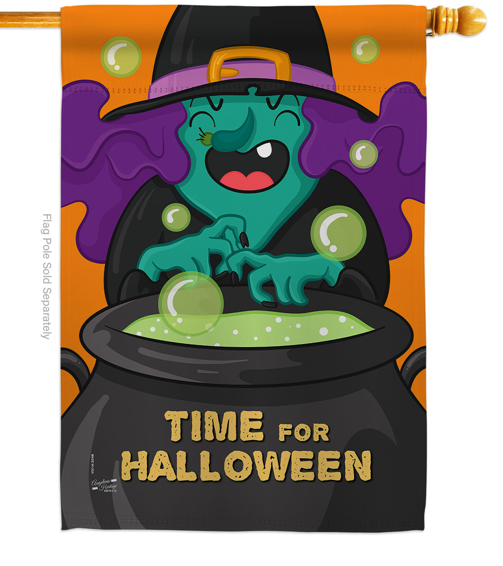 28 x 40 in. Time for Halloween House Flag with Fall Double-Sided Decorative Vertical Flags Decoration Banner Garden Yard Gift
