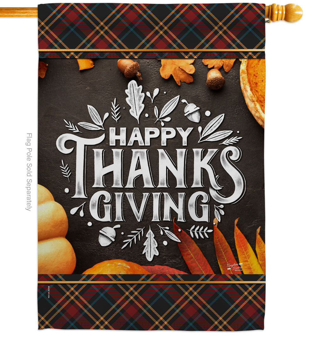28 x 40 in. Happy Thanks Giving House Flag with Fall Thanksgiving Double-Sided Decorative Vertical Flags Decoration Banner Garden Yard Gift