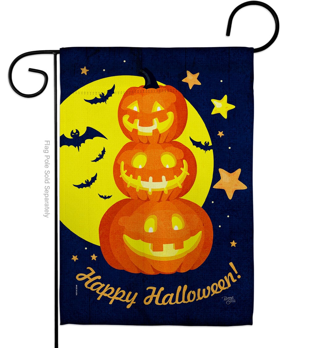 G162107-BO 13 x 18.5 in. Pumpkin Trio Garden Flag with Fall Halloween Double-Sided Decorative Vertical Flags House Decoration Banner Yard Gift