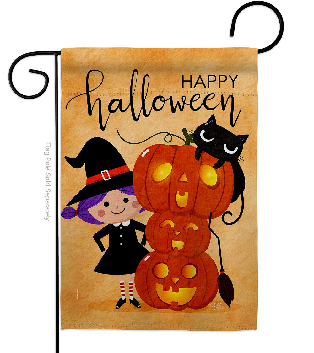G162113-BO 13 x 18.5 in. Playful Witch Garden Flag with Fall Halloween Double-Sided Decorative Vertical Flags House Decoration Banner Yard Gift