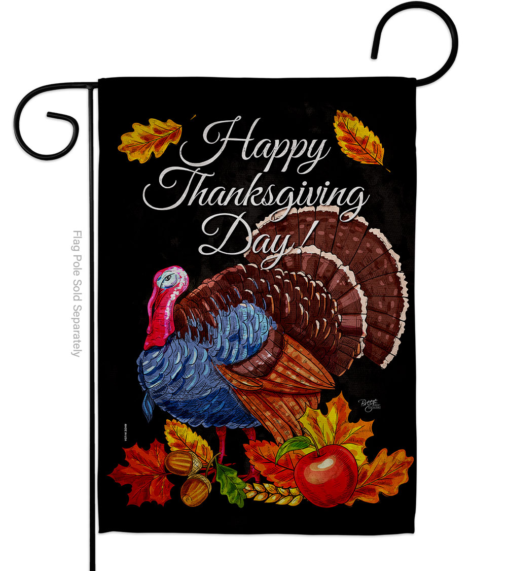 13 x 18.5 in. Thanksgiving Turkey Garden Flag with Fall Double-Sided Decorative Vertical Flags House Decoration Banner Yard Gift