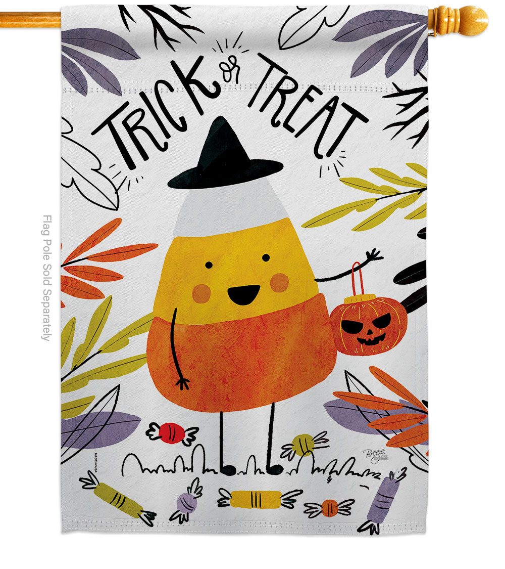 28 x 40 in. Candy Corn House Flag with Fall Halloween Double-Sided Decorative Vertical Flags Decoration Banner Garden Yard Gift