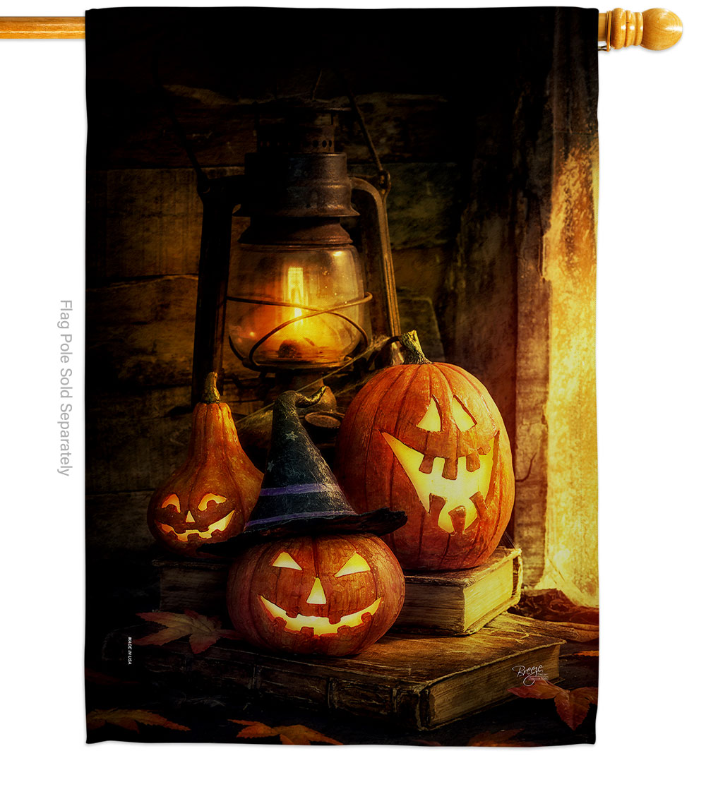 H112105-BO 28 x 40 in. Lantern Pumpkins House Flag with Fall Halloween Double-Sided Decorative Vertical Flags Decoration Banner Garden Yard Gift