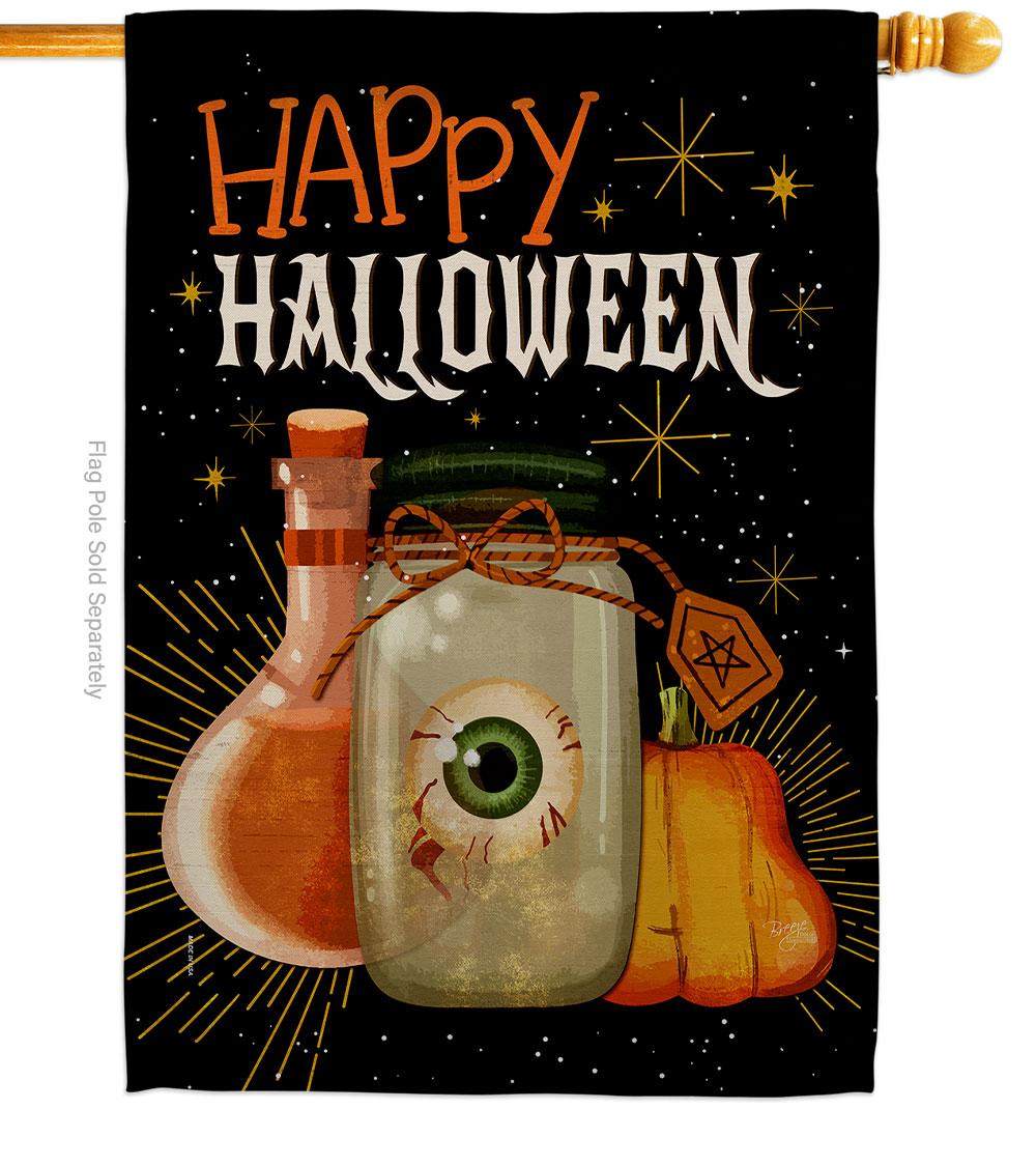 28 x 40 in. Spooky Eye House Flag with Fall Halloween Double-Sided Decorative Vertical Flags Decoration Banner Garden Yard Gift