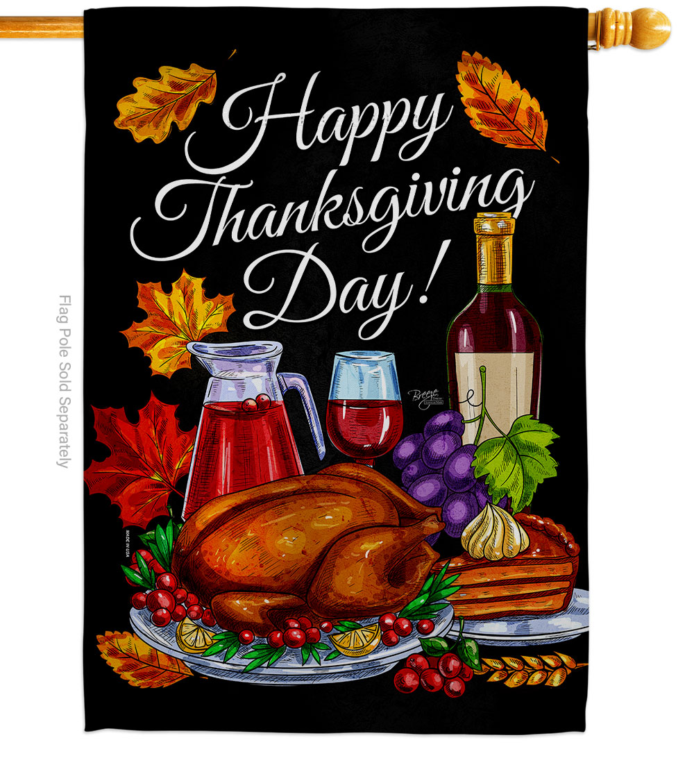 28 x 40 in. Thanksgiving Dinner House Flag with Fall Double-Sided Decorative Vertical Flags Decoration Banner Garden Yard Gift