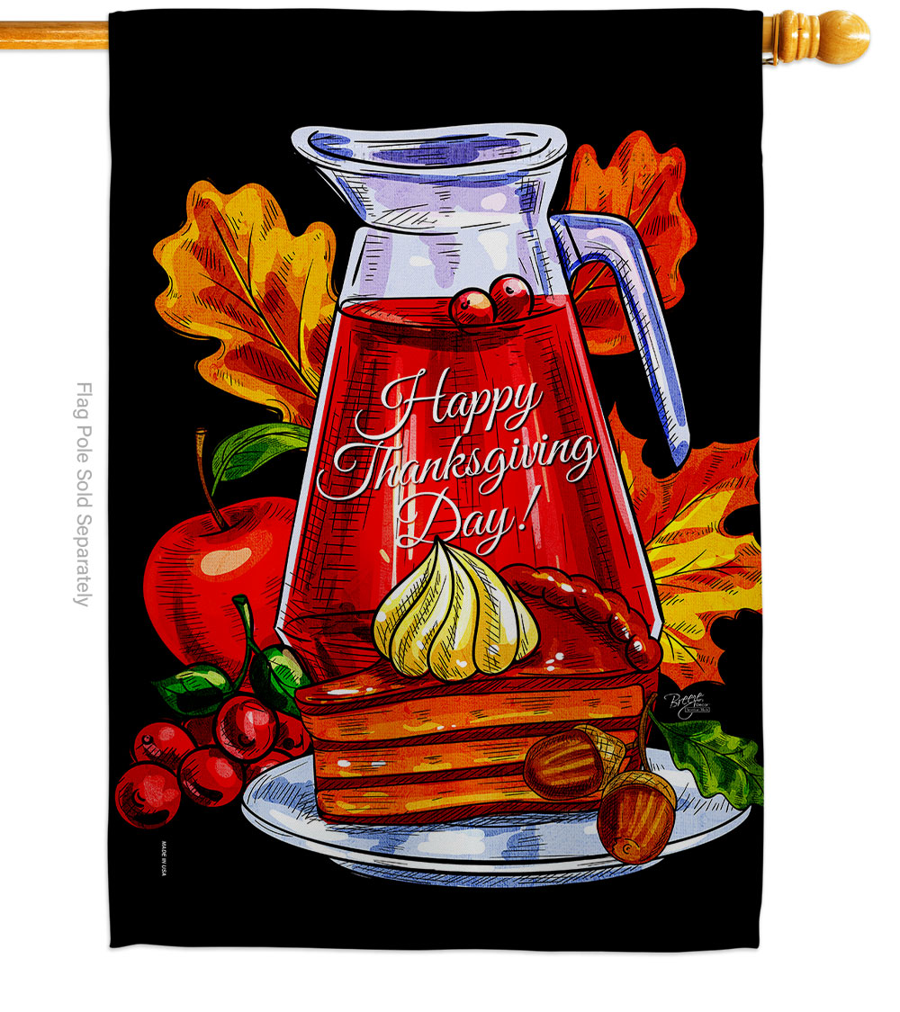 28 x 40 in. Thanksgiving Pie House Flag with Fall Double-Sided Decorative Vertical Flags Decoration Banner Garden Yard Gift