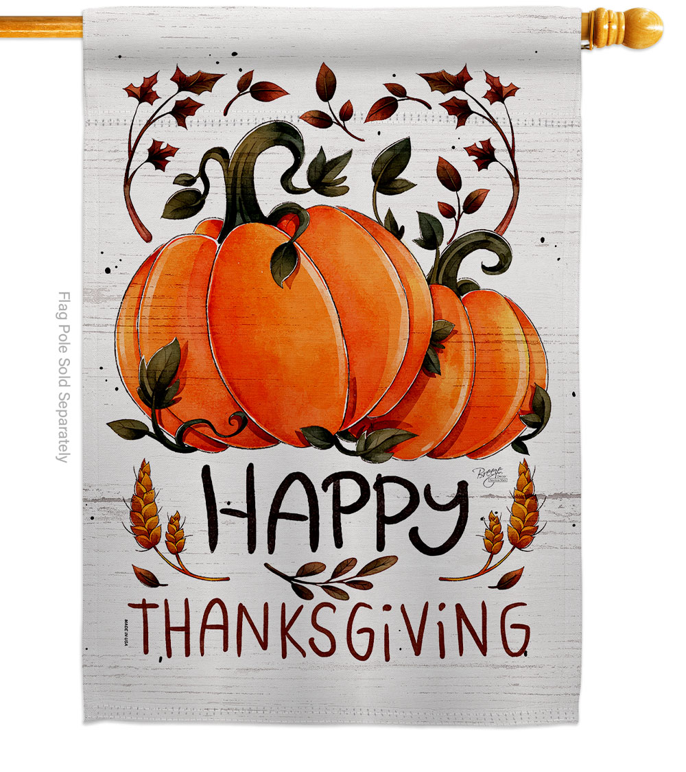 28 x 40 in. Thanksful Blessed House Flag with Fall Thanksgiving Double-Sided Decorative Vertical Flags Decoration Banner Garden Yard Gift