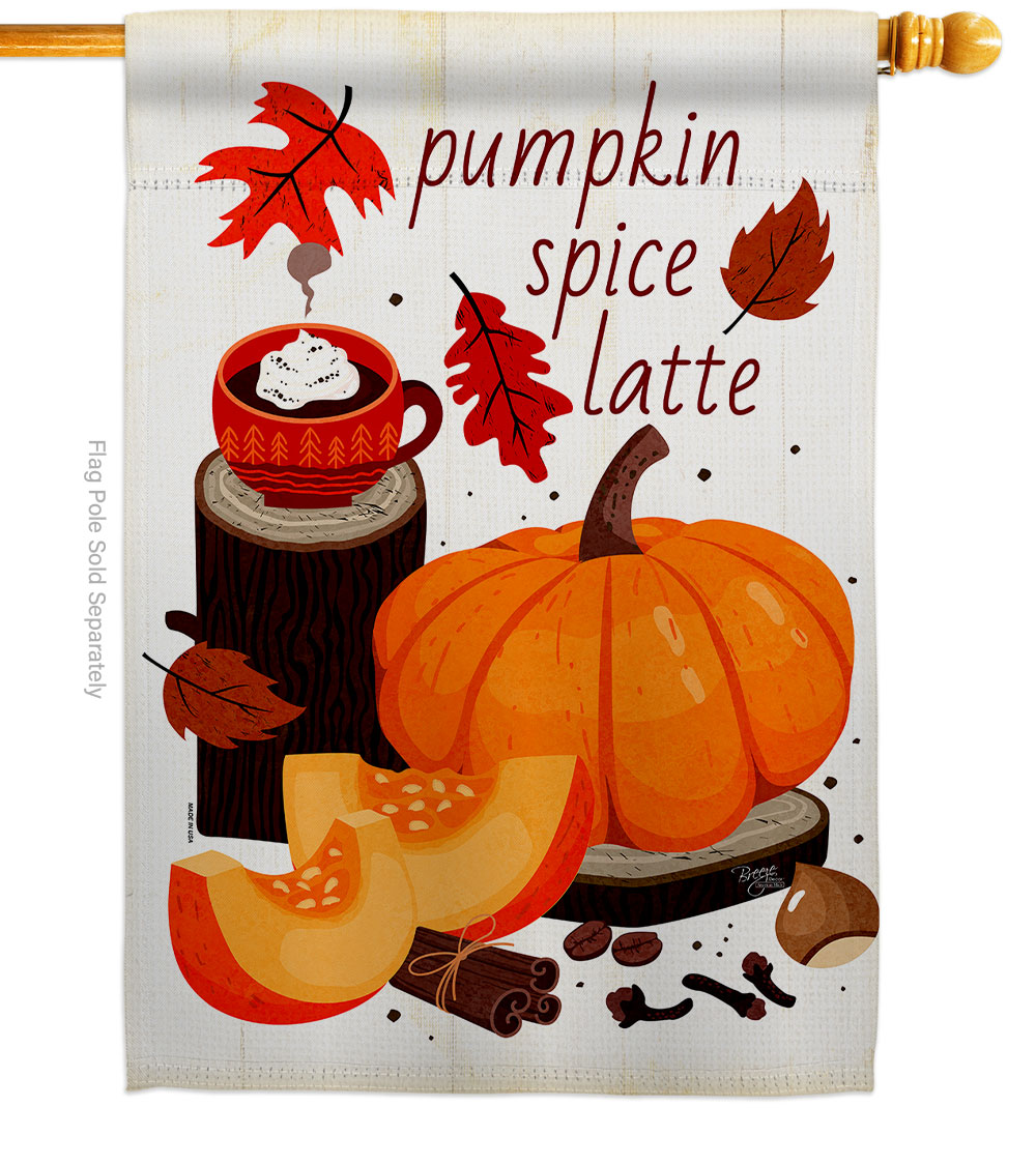 28 x 40 in. Pumpkin Spice Latte House Flag with Fall Harvest & Autumn Double-Sided Decorative Vertical Flags Decoration Banner Garden Yard Gift