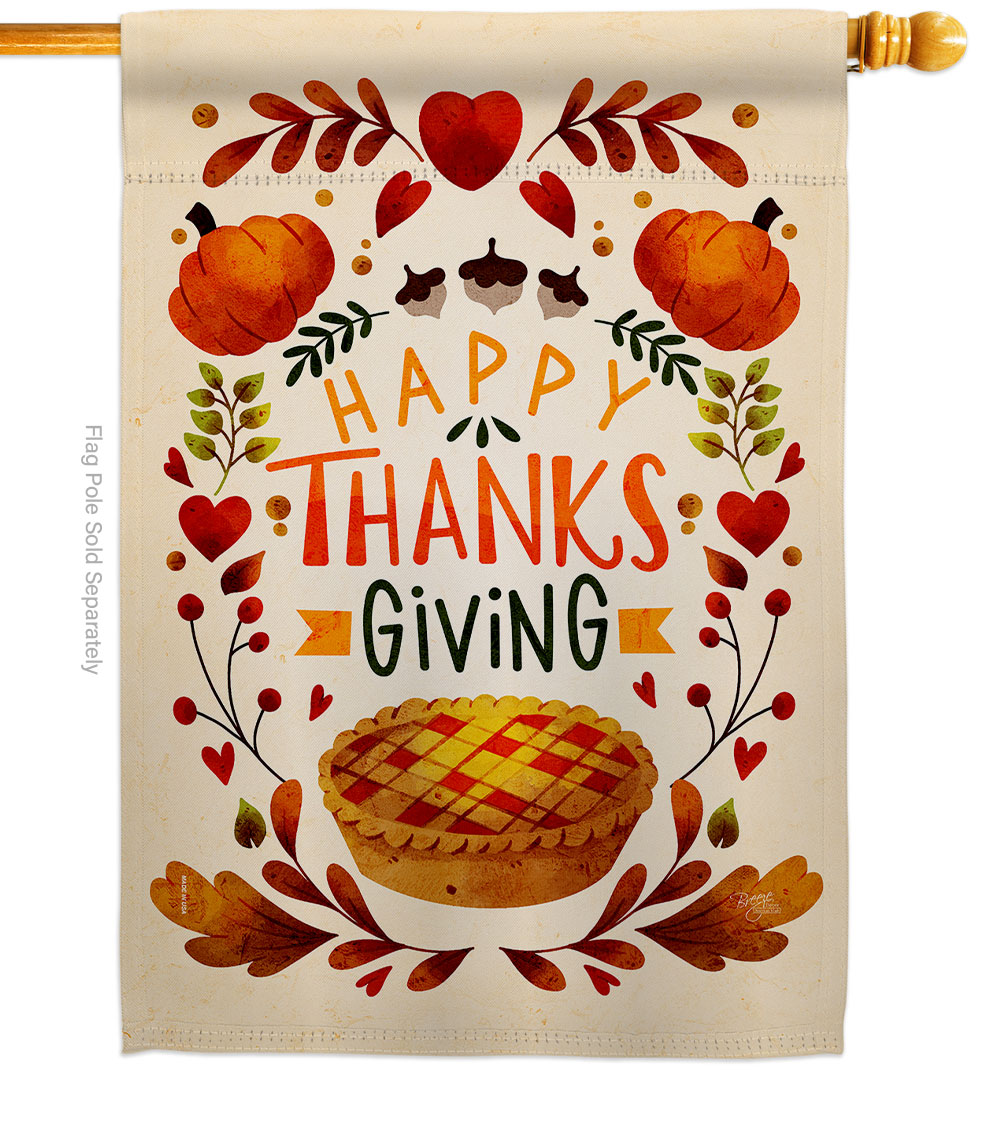 28 x 40 in. Thankful Giving House Flag with Fall Thanksgiving Double-Sided Decorative Vertical Flags Decoration Banner Garden Yard Gift