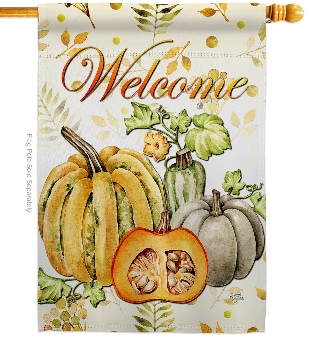 28 x 40 in. Pumpkin & Squash House Flag with Fall Harvest Autumn Double-Sided Decorative Vertical Flags Decoration Banner Garden Yard Gift
