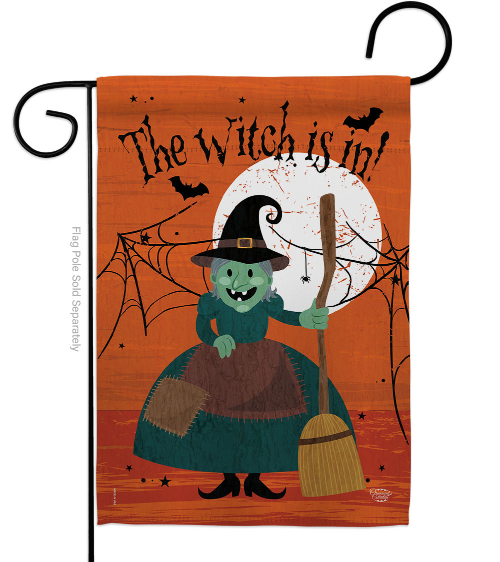 13 x 18.5 in. Witch is in Garden Flag with Fall Halloween Double-Sided Decorative Vertical Flags House Decoration Banner Yard Gift