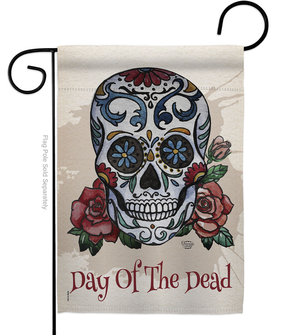 13 x 18.5 in. Day of the Dead Garden Flag with Fall Double-Sided Decorative Vertical Flags House Decoration Banner Yard Gift