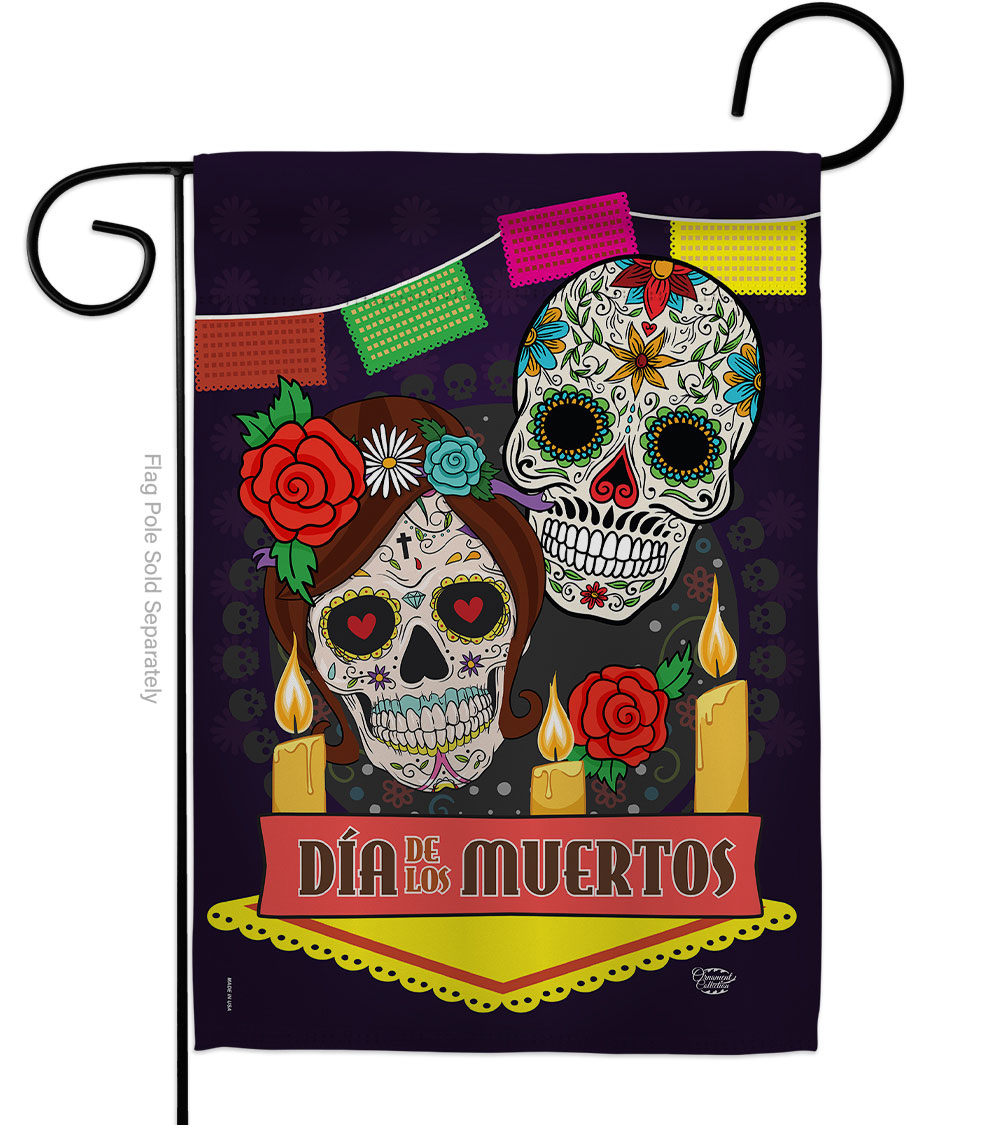 13 x 18.5 in. Dia de los Muertos Garden Flag with Fall Day of Dead Double-Sided Decorative Vertical Flags House Decoration Banner Yard Gift