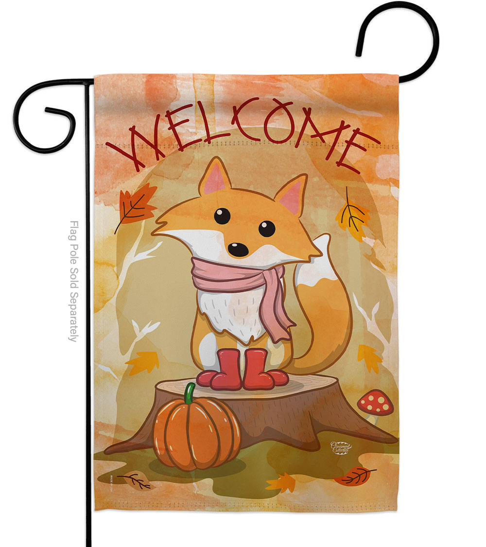 13 x 18.5 in. Welcome Fall Foxy Garden Flag with Harvest & Autumn Double-Sided Decorative Vertical Flags House Decoration Banner Yard Gift