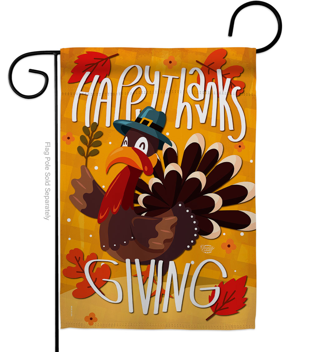 13 x 18.5 in. Happy Thanksgiving Turkey Garden Flag with Fall Double-Sided Decorative Vertical Flags House Decoration Banner Yard Gift