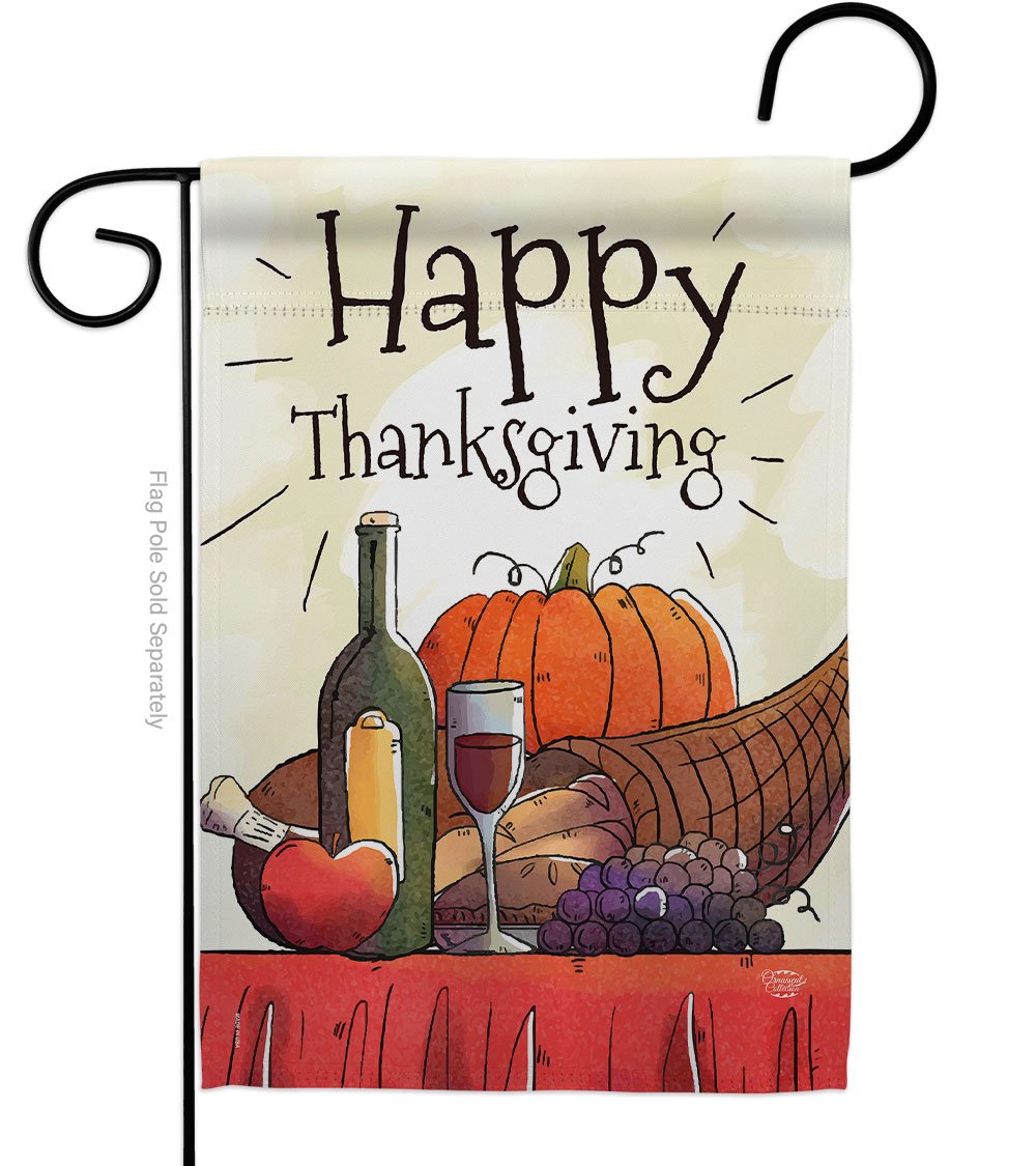 G192045-BO 13 x 18.5 in. Happy Thanksgiving Feast Garden Flag with Fall Double-Sided Decorative Vertical Flags House Decoration Banner Yard Gift -  Ornament Collection