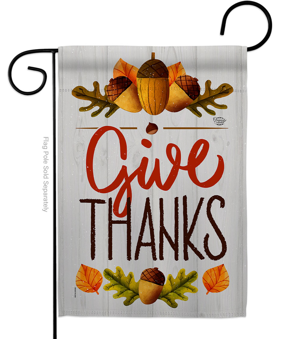 13 x 18.5 in. Give Thanks Garden Flag with Fall Thanksgiving Double-Sided Decorative Vertical Flags House Decoration Banner Yard Gift