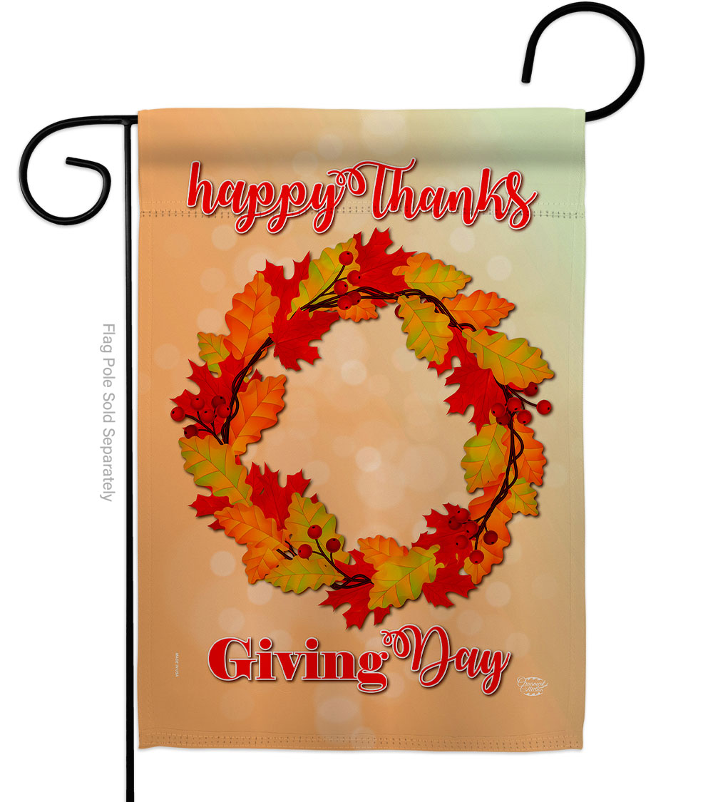 G192138-BO 13 x 18.5 in. Thanksgiving Day Wreath Garden Flag with Fall Double-Sided Decorative Vertical Flags House Decoration Banner Yard Gift