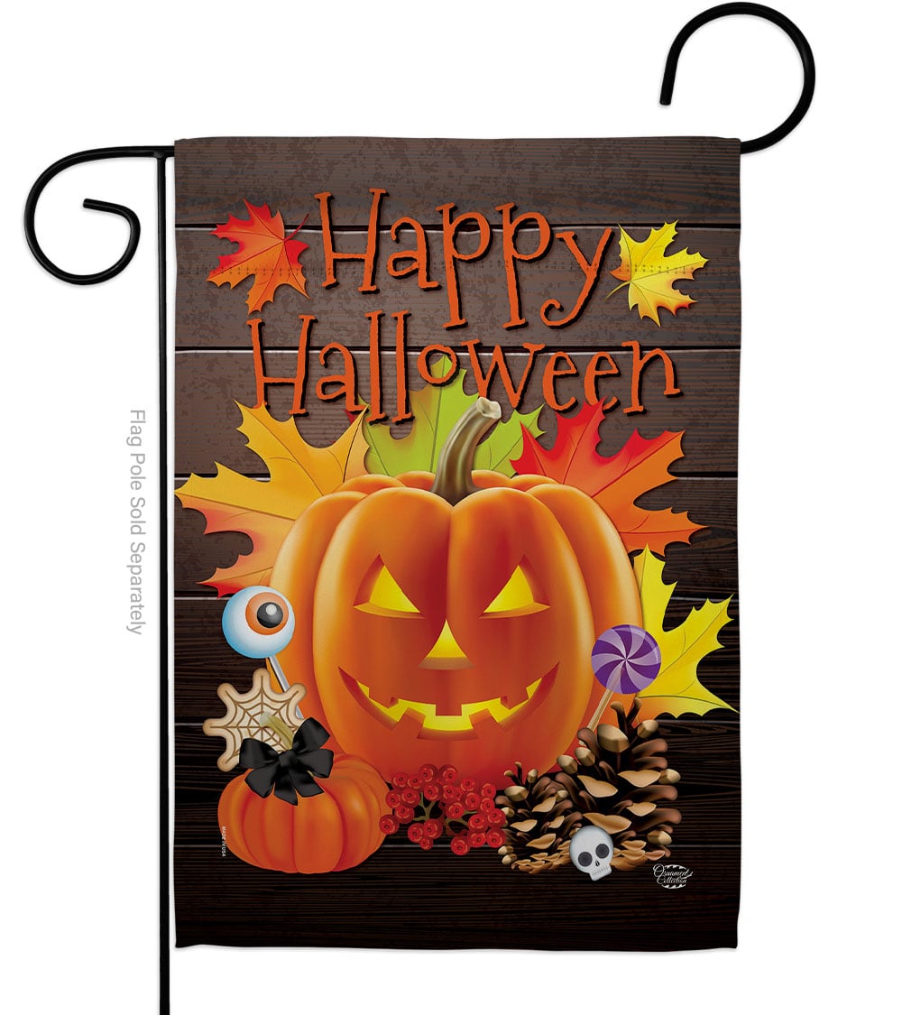 13 x 18.5 in. Evil Halloween Pumpkin Garden Flag with Fall Double-Sided Decorative Vertical Flags House Decoration Banner Yard Gift