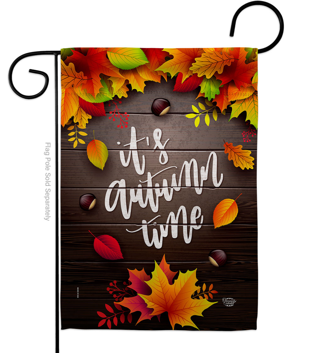 13 x 18.5 in. Its Autumn Time Garden Flag with Fall Harvest & Double-Sided Decorative Vertical Flags House Decoration Banner Yard Gift
