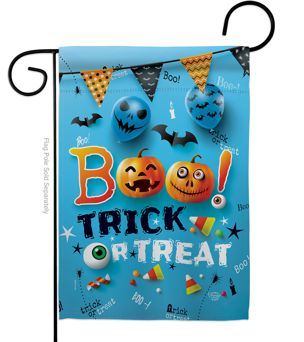 13 x 18.5 in. Boo Trick Garden Flag with Fall Halloween Double-Sided Decorative Vertical Flags House Decoration Banner Yard Gift