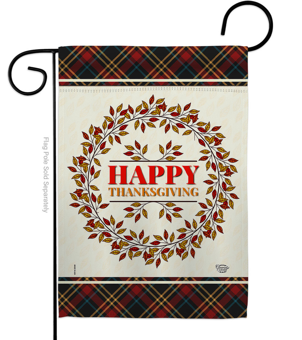 13 x 18.5 in. Thanksgiving Wreath Garden Flag with Fall Double-Sided Decorative Vertical Flags House Decoration Banner Yard Gift