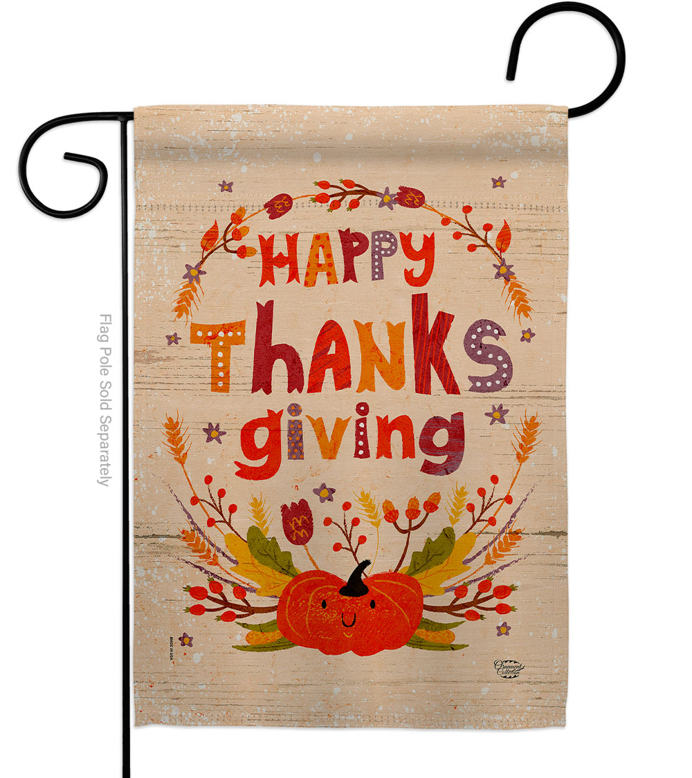 13 x 18.5 in. Thanks Giving Garden Flag with Fall Thanksgiving Double-Sided Decorative Vertical Flags House Decoration Banner Yard Gift