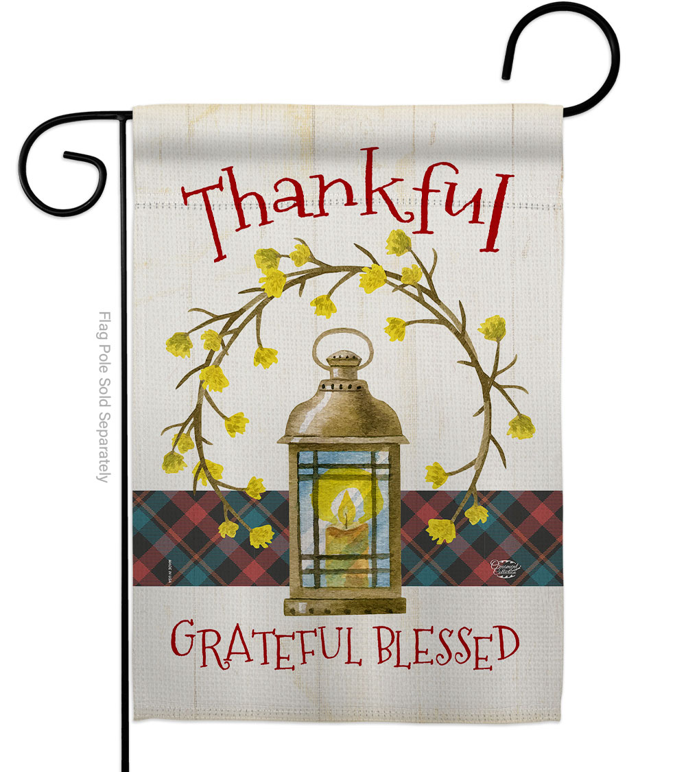 13 x 18.5 in. Thanksgiving Wreath Garden Flag with Fall Double-Sided Decorative Vertical Flags House Decoration Banner Yard Gift