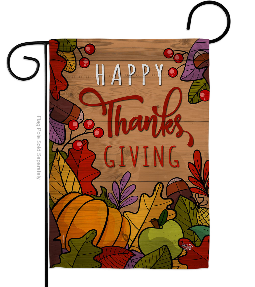 13 x 18.5 in. Happy Thanks Giving Garden Flag with Fall Thanksgiving Double-Sided Decorative Vertical Flags House Decoration Banner Yard Gift