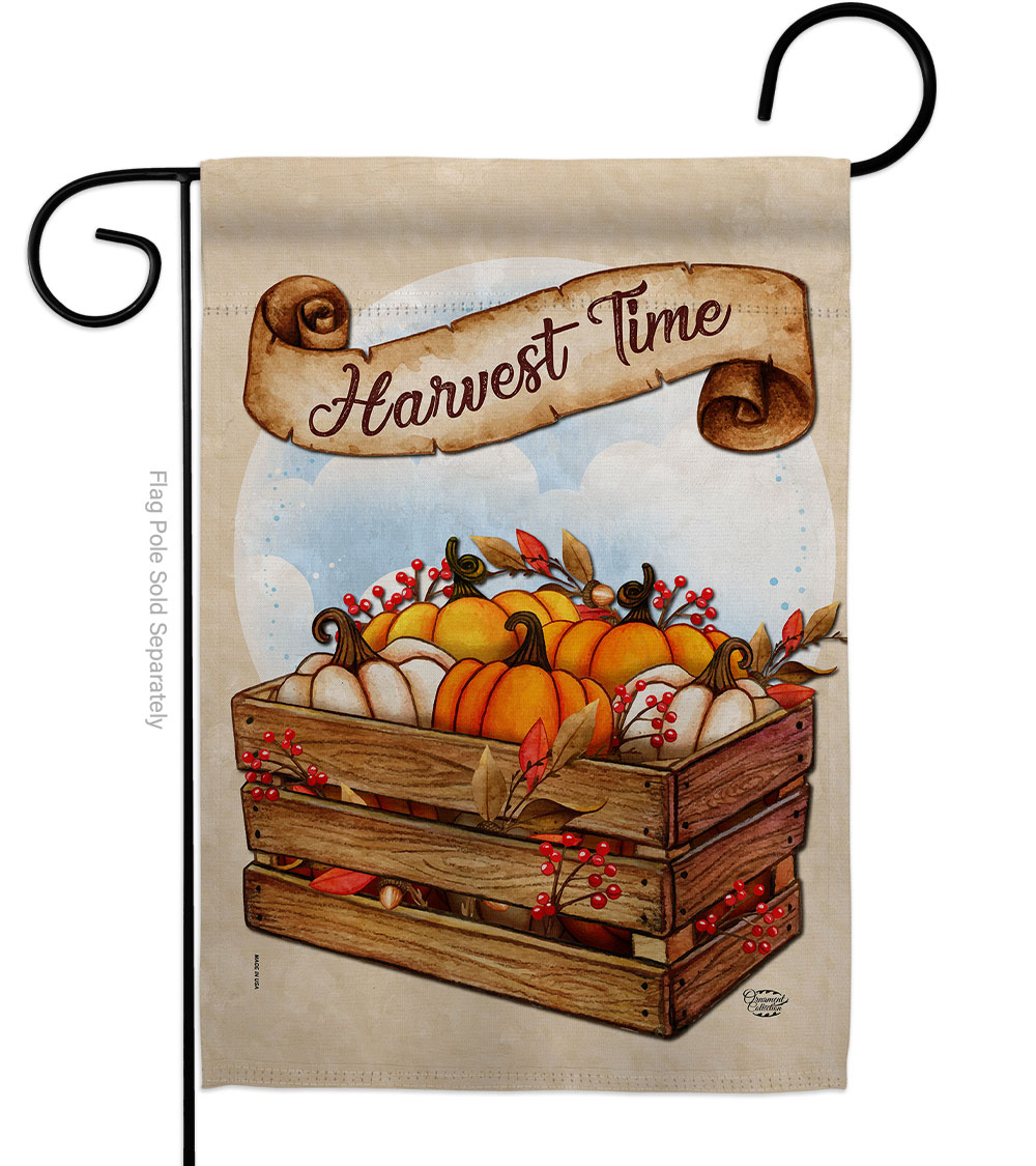 13 x 18.5 in. Harvest Time Garden Flag with Fall & Autumn Double-Sided Decorative Vertical Flags House Decoration Banner Yard Gift