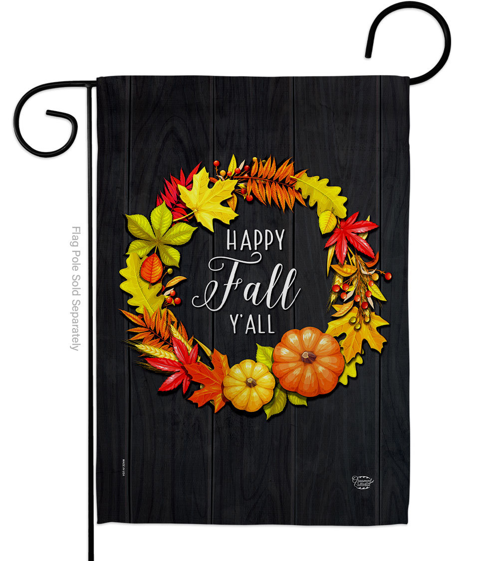 13 x 18.5 in. Fall Wreath Garden Flag with Harvest & Autumn Double-Sided Decorative Vertical Flags House Decoration Banner Yard Gift