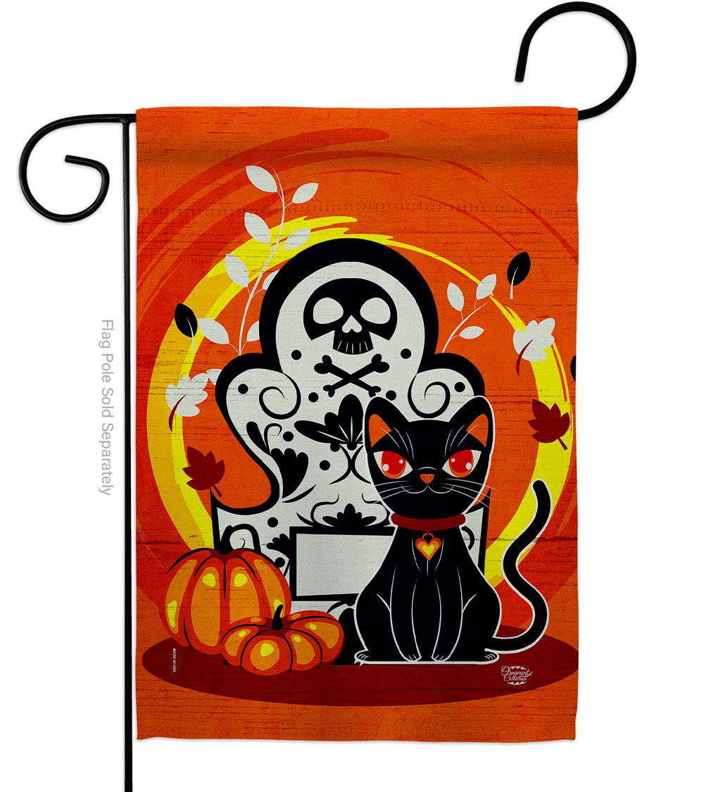 13 x 18.5 in. Halloween Kitty Garden Flag with Fall Double-Sided Decorative Vertical Flags House Decoration Banner Yard Gift