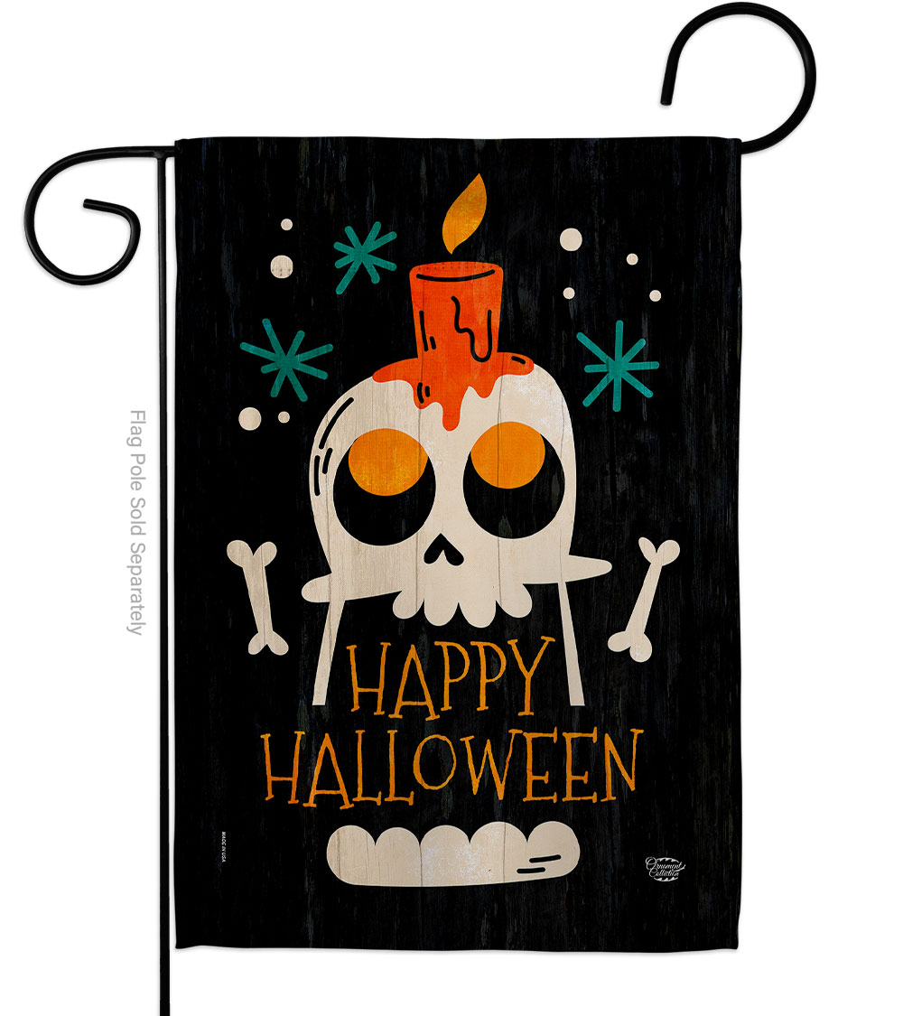 13 x 18.5 in. Happy Skull Garden Flag with Fall Halloween Double-Sided Decorative Vertical Flags House Decoration Banner Yard Gift