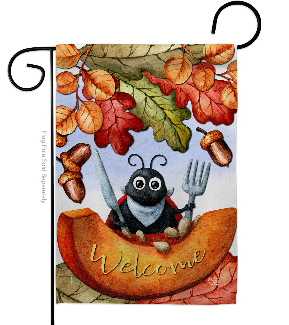 13 x 18.5 in. Hungry Ladybug Garden Flag with Fall Harvest & Autumn Double-Sided Decorative Vertical Flags House Decoration Banner Yard Gift