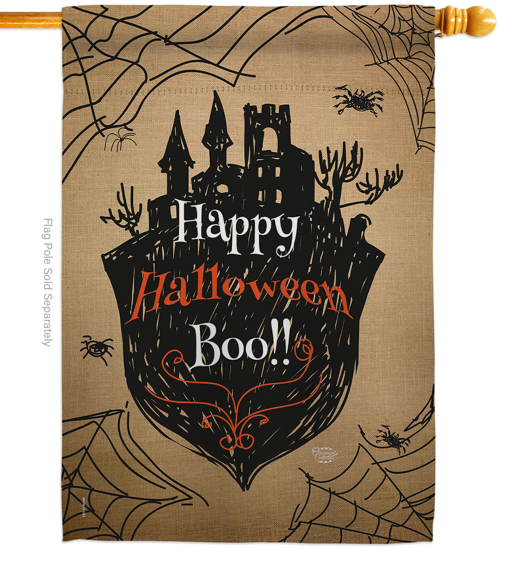 28 x 40 in. Happy Halloween Boo House Flag with Fall Double-Sided Decorative Vertical Flags Decoration Banner Garden Yard Gift