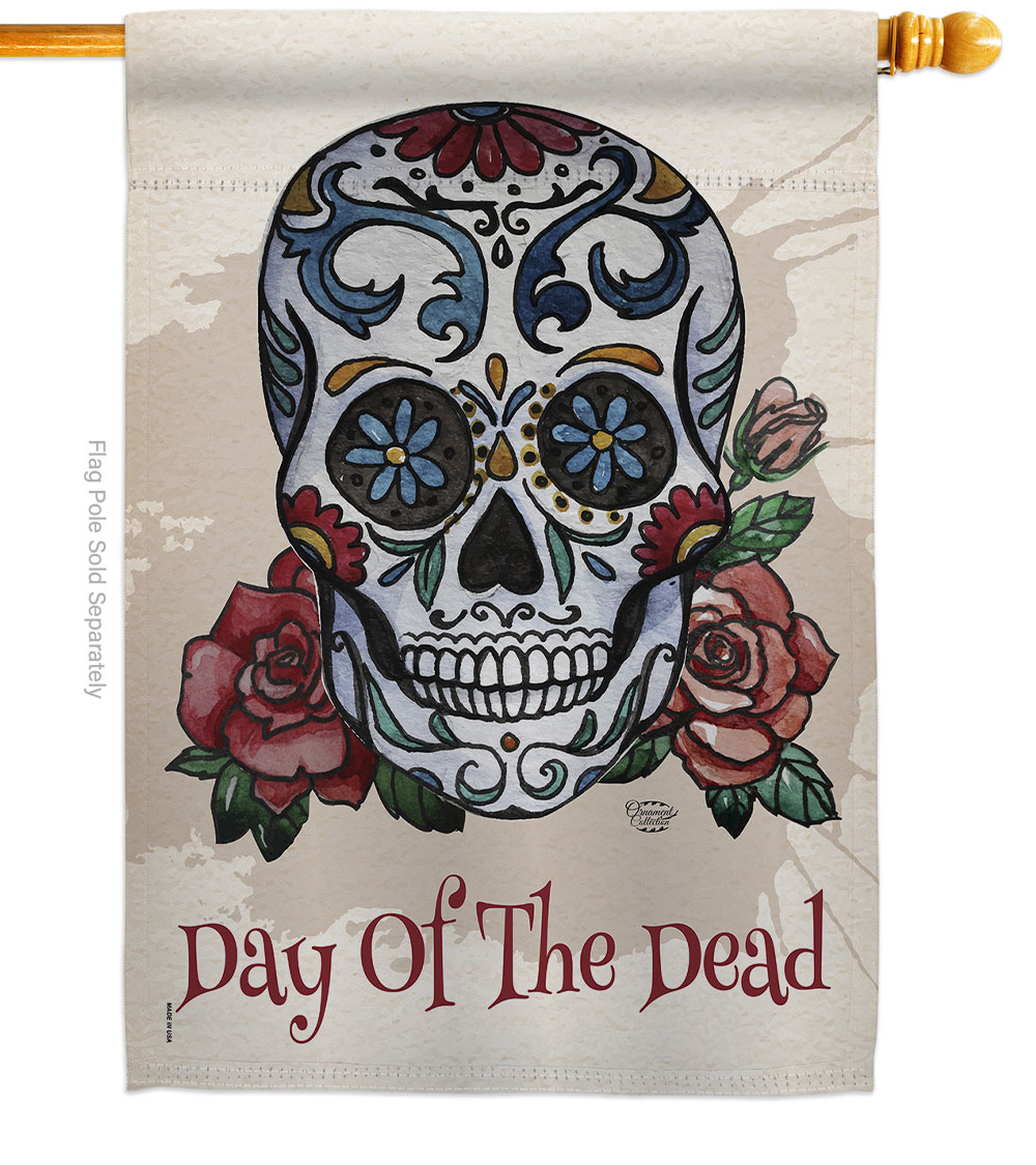 28 x 40 in. Day of the Dead House Flag with Fall Double-Sided Decorative Vertical Flags Decoration Banner Garden Yard Gift