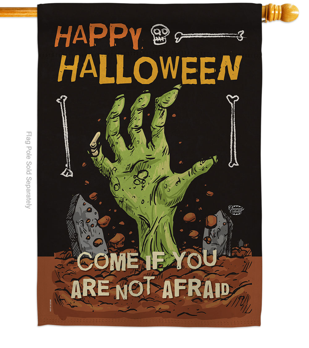 28 x 40 in. Come in if not Afraid House Flag with Fall Halloween Double-Sided Decorative Vertical Flags Decoration Banner Garden Yard Gift
