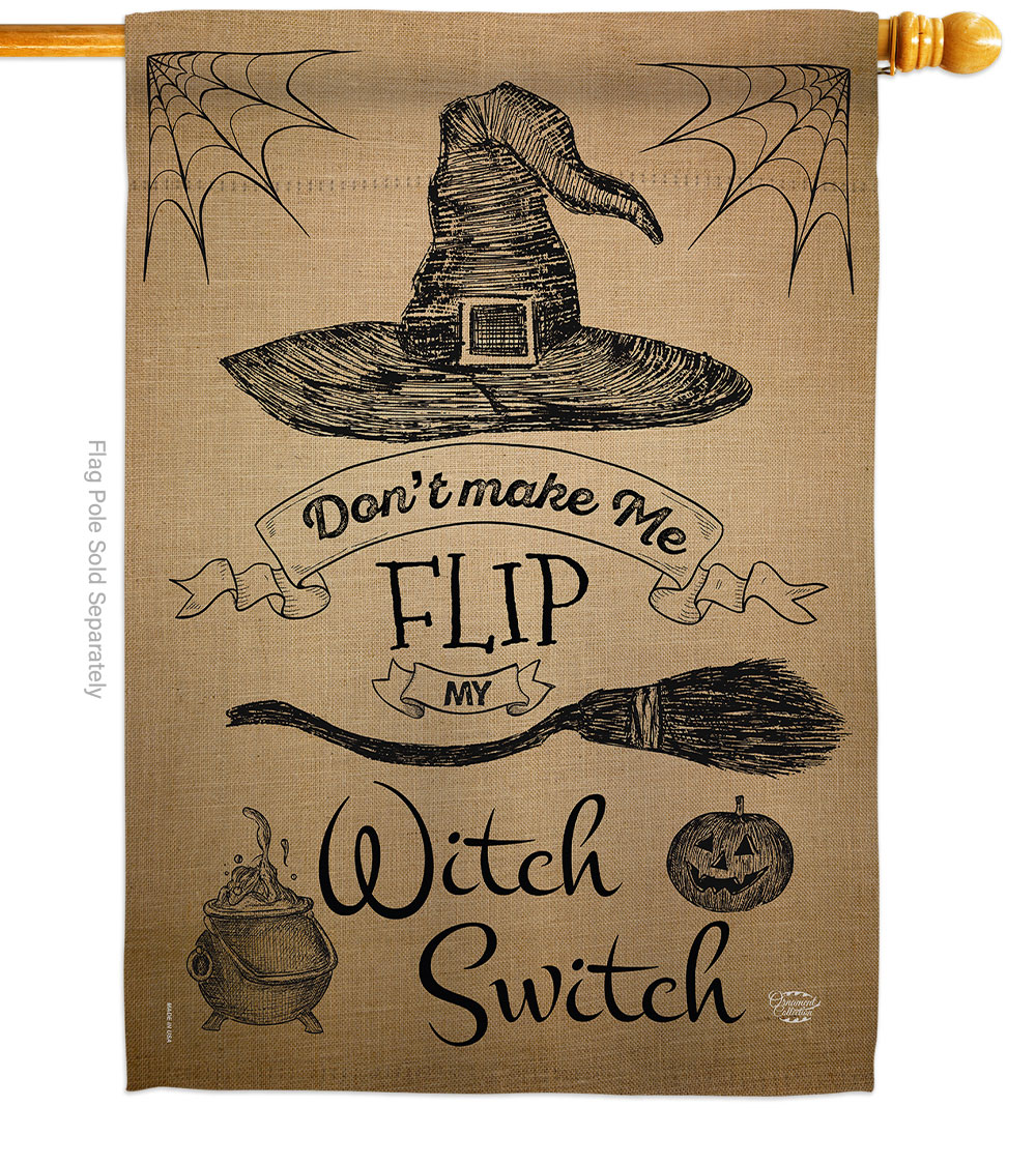 28 x 40 in. Flip my Witch Switch House Flag with Fall Halloween Double-Sided Decorative Vertical Flags Decoration Banner Garden Yard Gift
