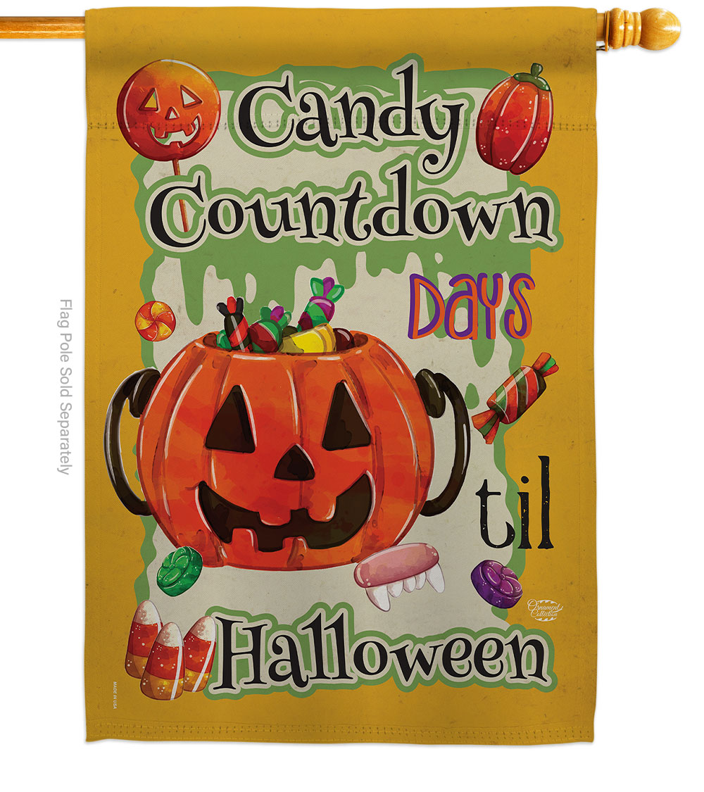 28 x 40 in. Candy Countdown House Flag with Fall Halloween Double-Sided Decorative Vertical Flags Decoration Banner Garden Yard Gift