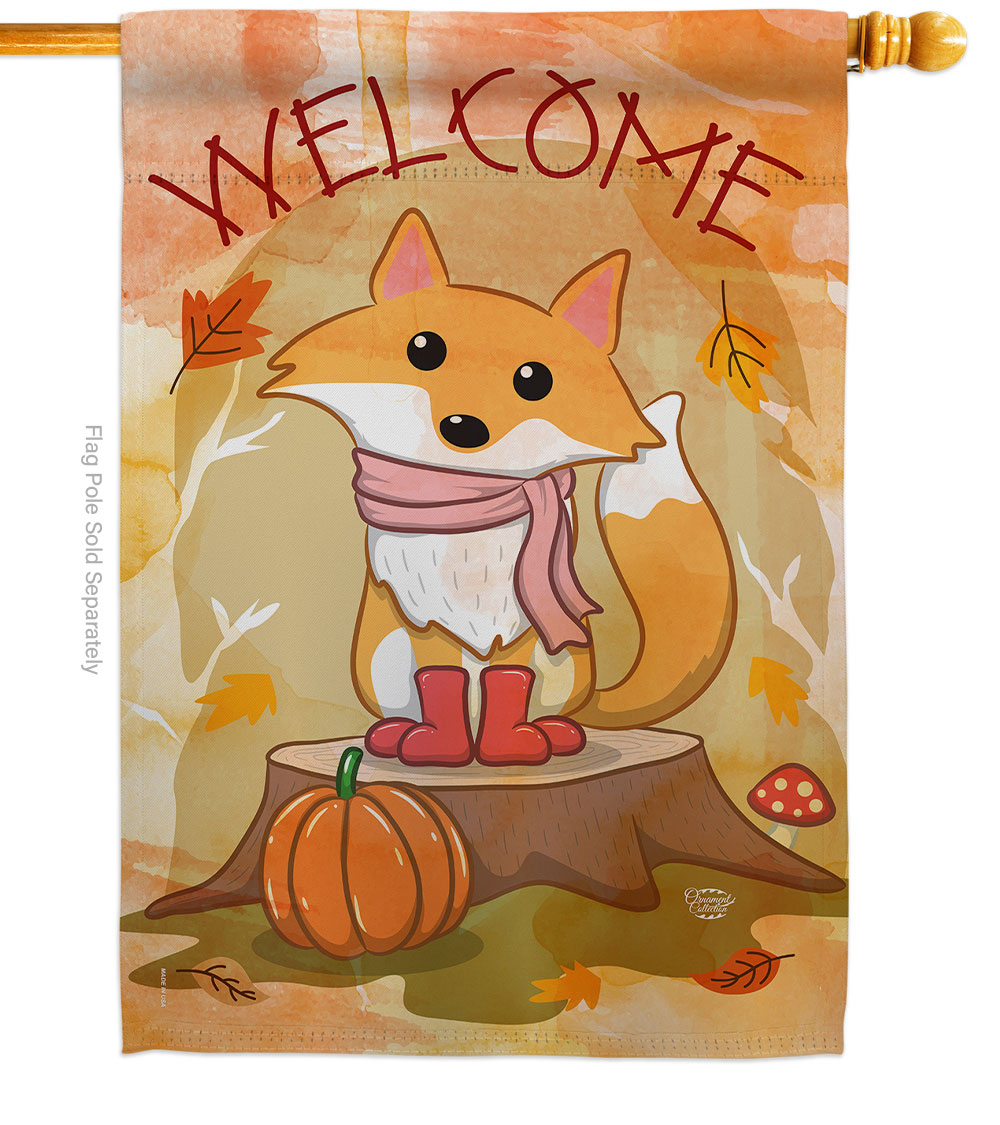 28 x 40 in. Welcome Fall Foxy House Flag with Harvest & Autumn Double-Sided Decorative Vertical Flags Decoration Banner Garden Yard Gift