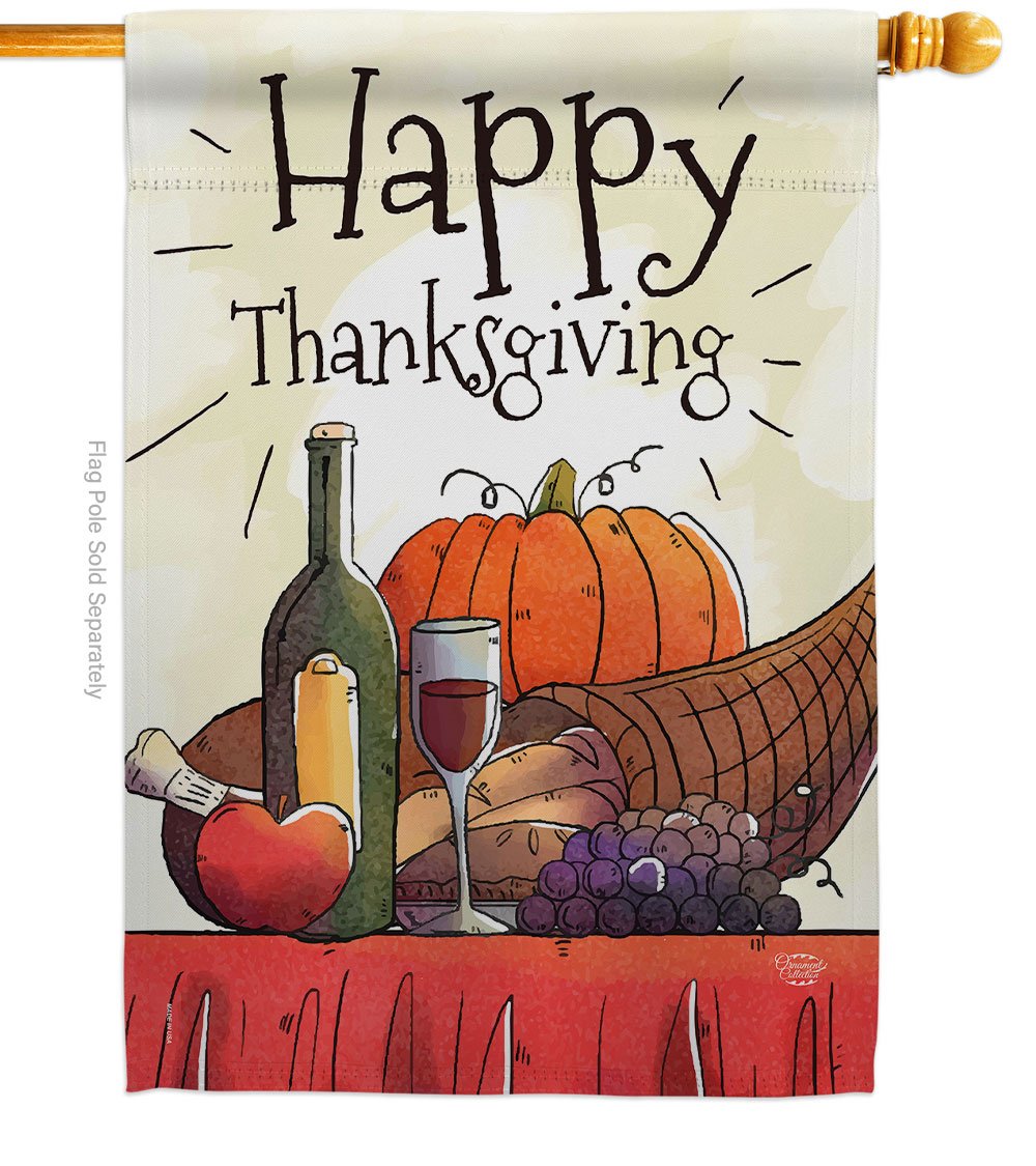 H192045-BO 28 x 40 in. Happy Thanksgiving Feast House Flag with Fall Double-Sided Decorative Vertical Flags Decoration Banner Garden Yard Gift -  Ornament Collection