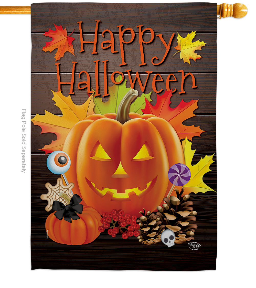 28 x 40 in. Evil Halloween Pumpkin House Flag with Fall Double-Sided Decorative Vertical Flags Decoration Banner Garden Yard Gift