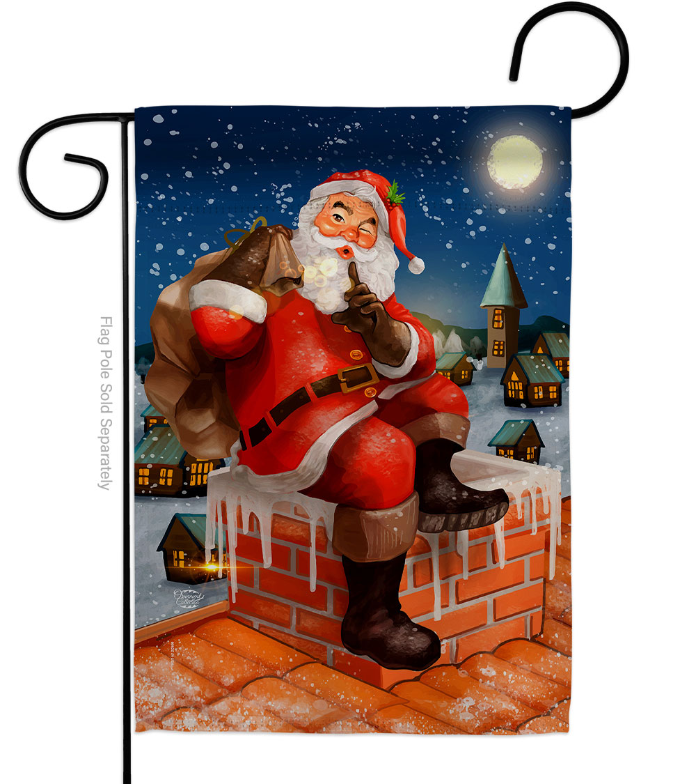 13 x 18.5 in. Down the Chimney Garden Flag with Winter Christmas Double-Sided Decorative Vertical Flags House Decoration Banner Yard Gift
