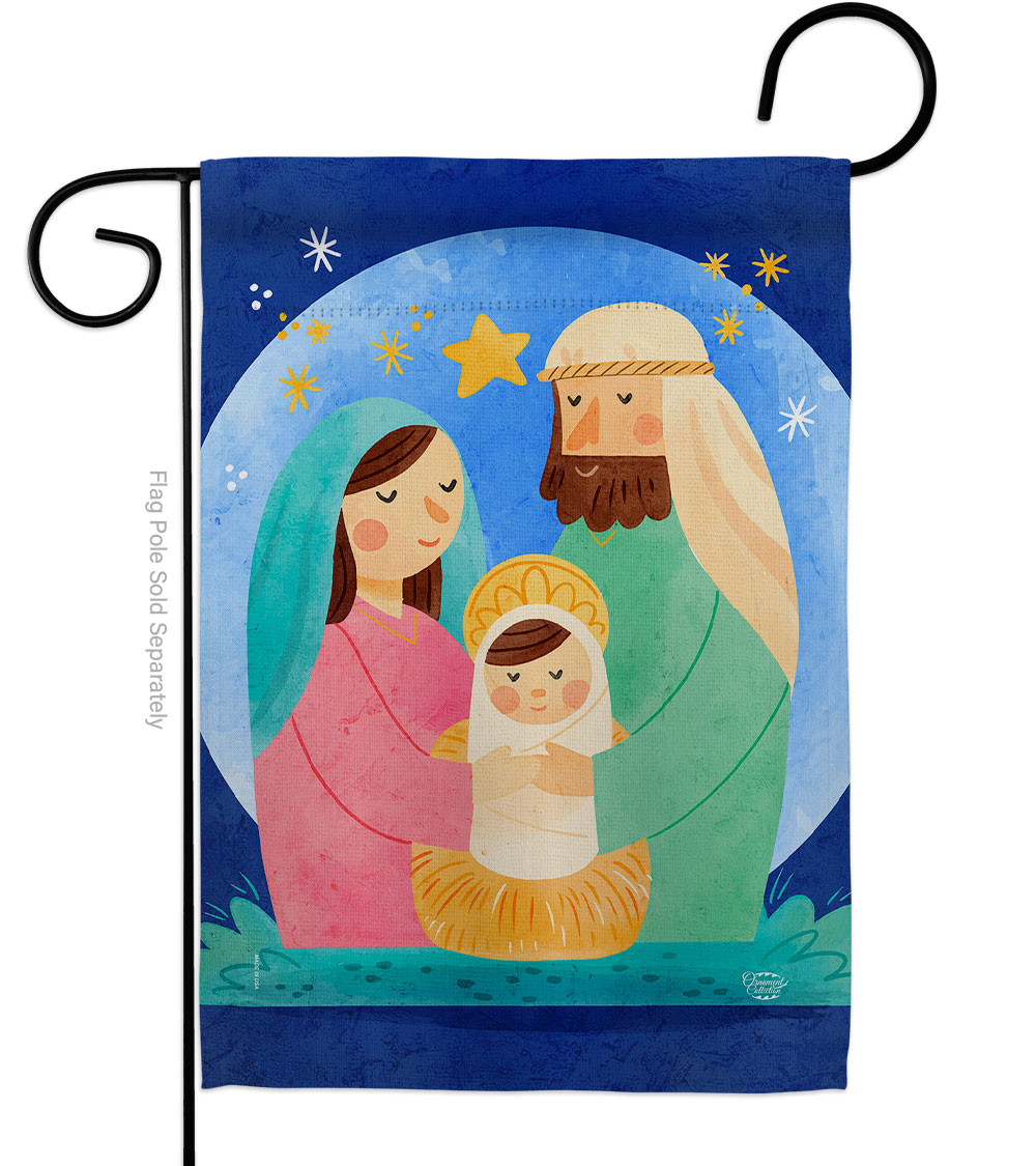13 x 18.5 in. Nativity Jesus Garden Flag with Winter Double-Sided Decorative Vertical Flags House Decoration Banner Yard Gift