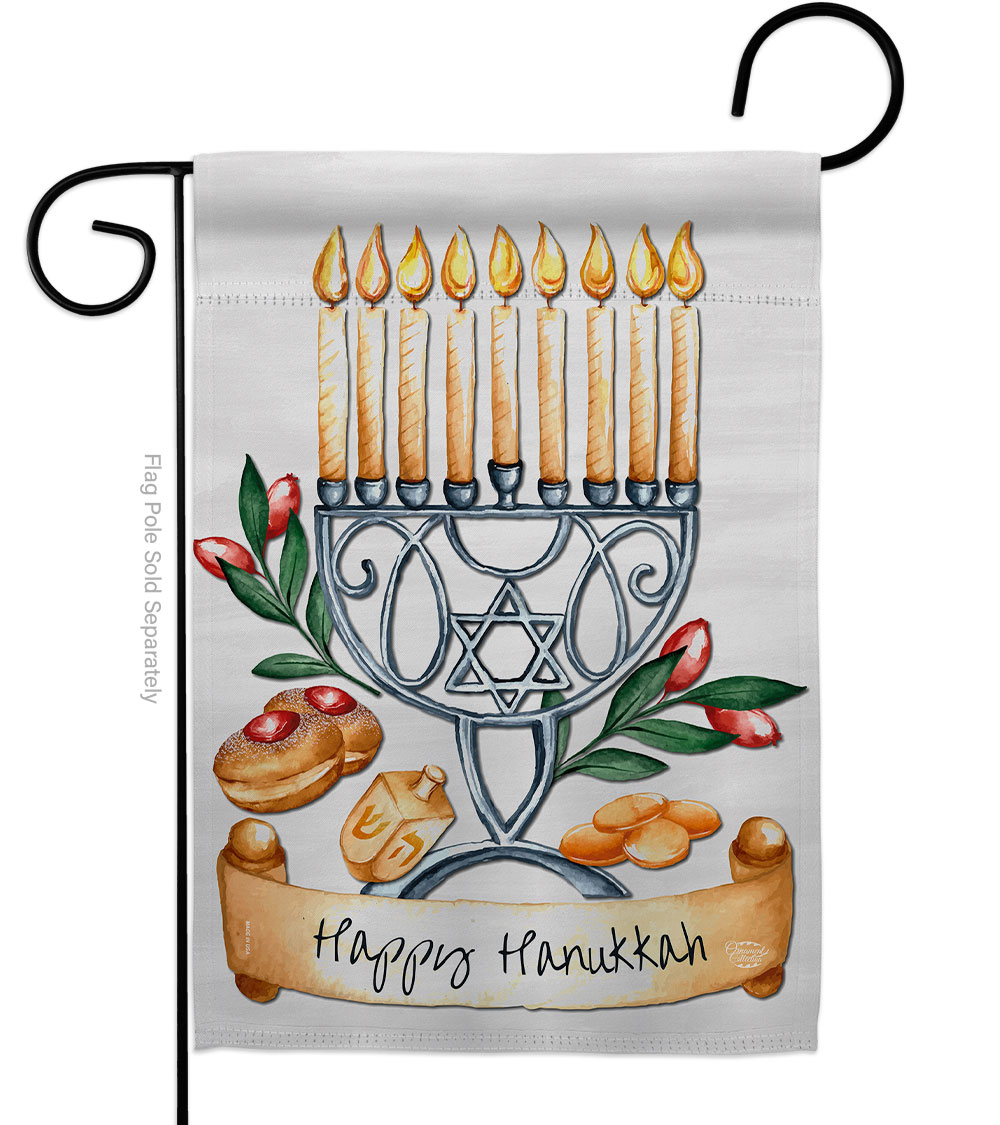 13 x 18.5 in. Happy Hanukkah Garden Flag with Winter Double-Sided Decorative Vertical Flags House Decoration Banner Yard Gift
