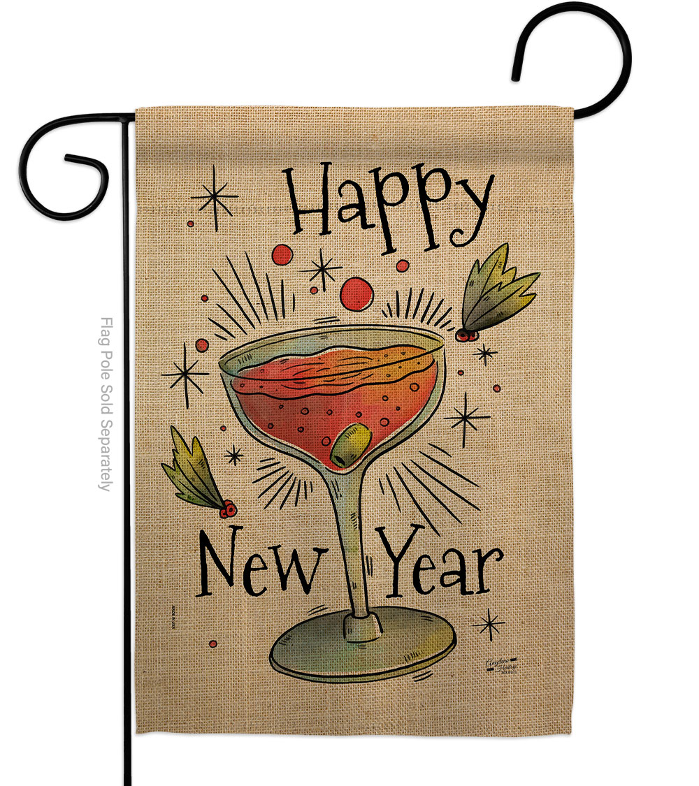 G135120-BO 13 x 18.5 in. Cheers Happy New Year Garden Flag with Winter Double-Sided Decorative Vertical Flags House Decoration Banner Yard Gift